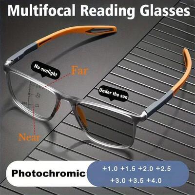 Photochromic TR90 Anti-blue Light Multifocal Reading Glasses