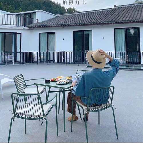 北欧户外休闲桌椅庭院阳台茶几组合室外花园露天网红奶茶店咖啡厅