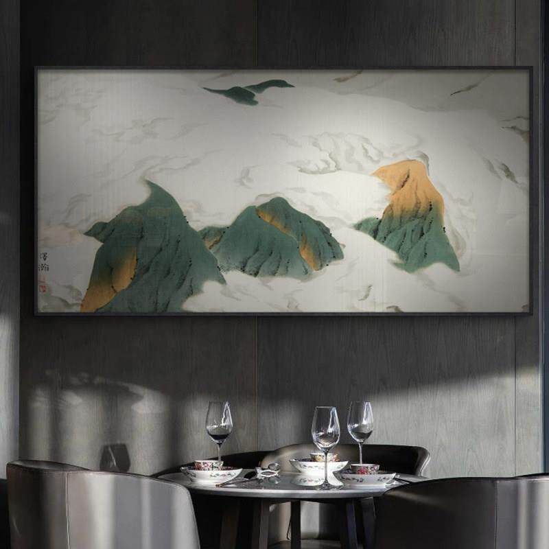 新中式大幅沙发背景墙装饰画中堂挂画办公室茶室软装样板房壁画