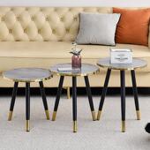 金属腿茶几沙发高级感型移动家客厅小圆桌用铁艺支架组合小无品牌