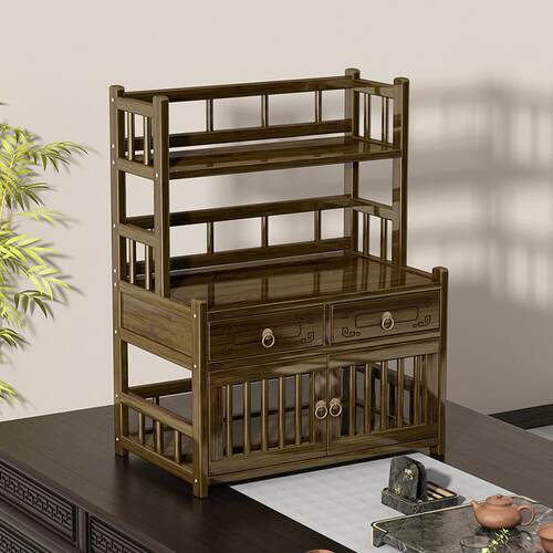 桌面博古架小型实木中式茶杯架茶壶摆放架子茶具茶桌上收纳置物架