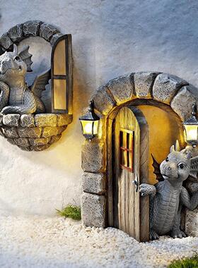 新款开窗小动物美式爆品手工树脂工艺品动物雕像花园装饰挂件家居