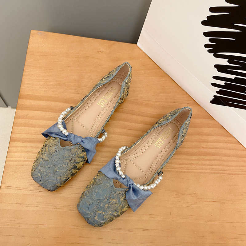 仙女2025年春季新款方头平底女鞋子配裙浅口百搭平跟单鞋工作鞋41,女鞋,浅口单鞋,淘宝优惠券,粉丝福利购,淘宝优惠卷