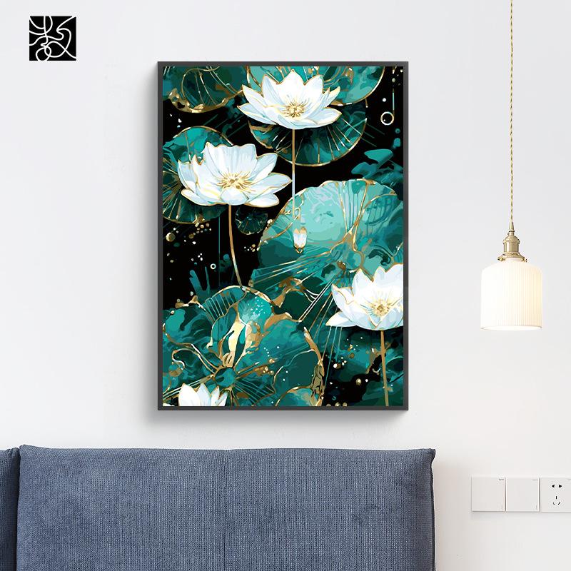 数字油画diy填充手绘填色客厅卧室油彩装饰画手工油画5070带内框