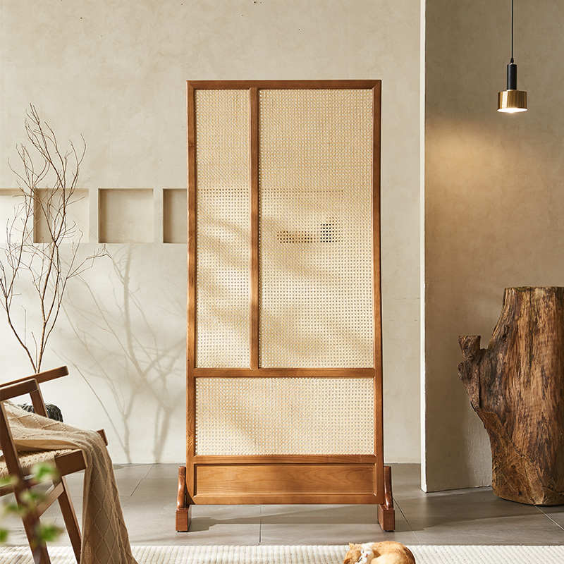 民禅意座可新简约移动中式酒店新宿组合客厅实木藤编中式屏风隔断