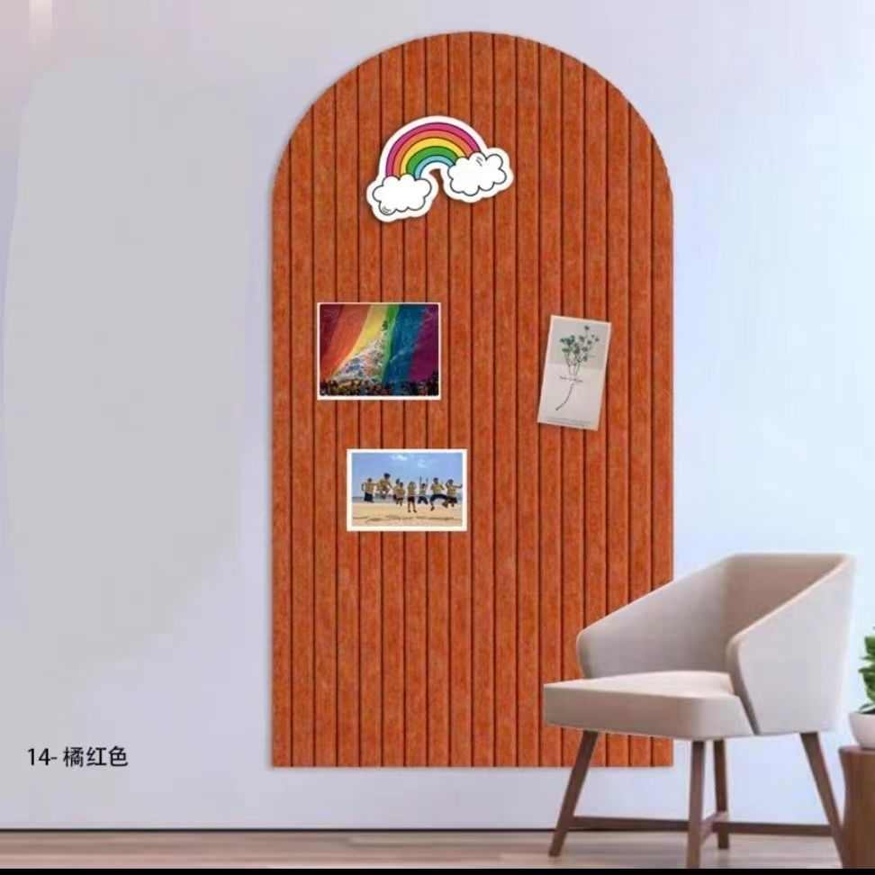 拱形条纹毛毡墙贴毛毡板照片墙简约展示墙客厅卧室装饰自粘留言板