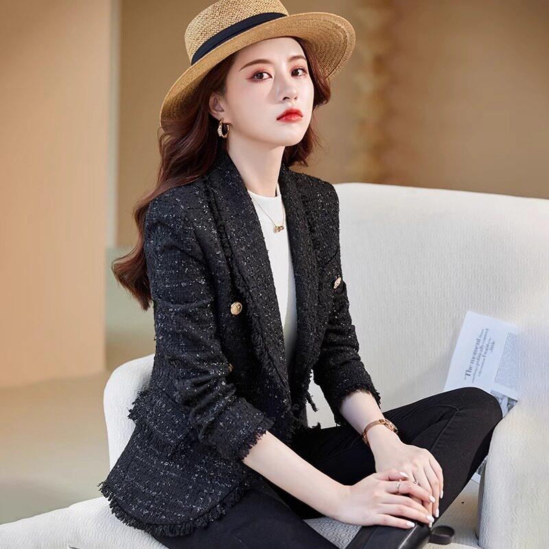 claudie pase小香风西装外套女气质高级感粗花呢流苏设计西服上衣