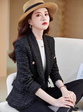 claudie pase小香风西装外套女气质高级感粗花呢流苏设计西服上衣