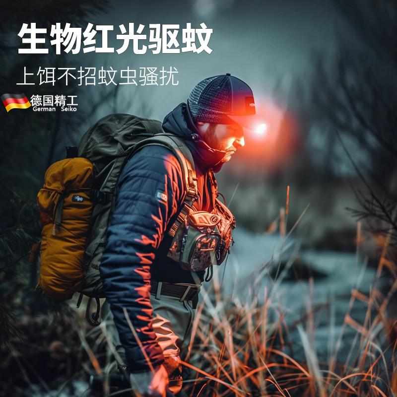 德国钓鱼专用头灯感应帽夹灯强光超亮充电头戴夹式超长续航夜钓灯