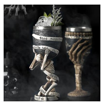 仿古个性骷髅酒杯鬼头高脚杯不锈钢威士忌杯红酒杯创意酒吧一口杯