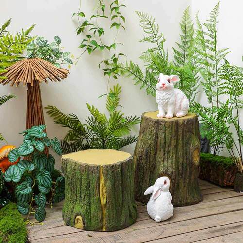 彷真树桩摆件假木头墩子装饰品户外庭院花园阳台布置造景落地底座