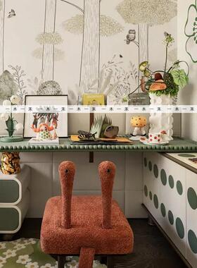 现代样板间女孩房绿色森林主题摆件男孩房桌面花艺立体书软装饰品