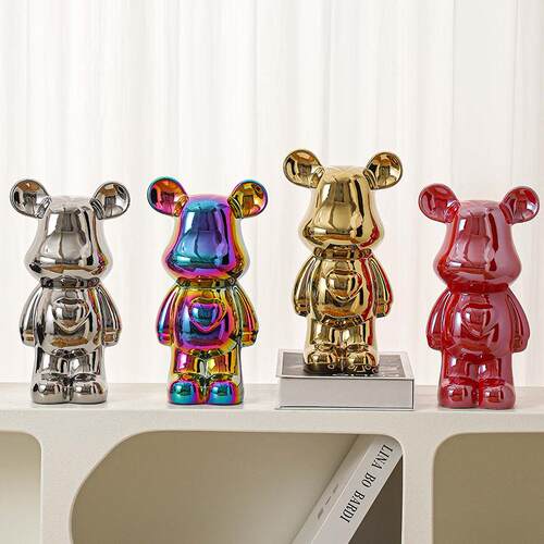 精品暴力视1精品18cm8c熊m网红摆件客品厅玄关陶瓷装饰电柜爱心熊
