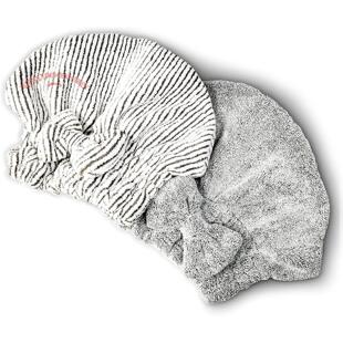 2 Pcs Hair Drying Towels Microfiber Towel Wrap松紧带干发帽