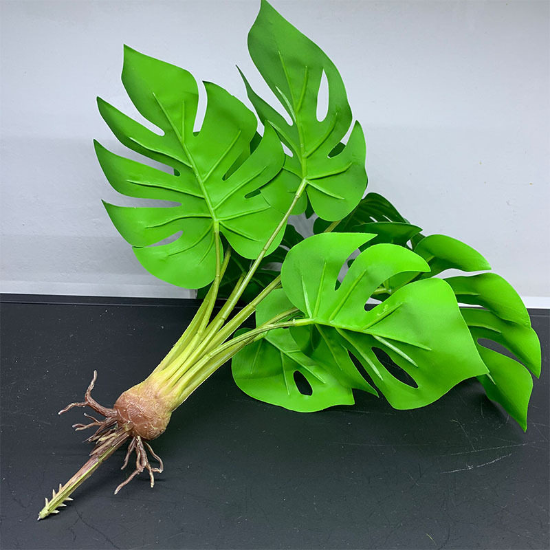 仿真龟背叶植物墙配材热带雨林装饰绿色叶子小盆景摆放鬼背蕉