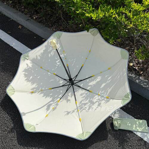 超轻绿色自动雨伞清新可携式学生女晴雨两用防晒抗UV遮阳伞折叠