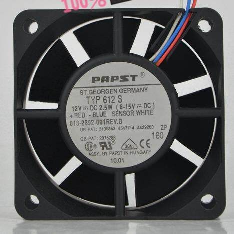 原装德国西德 TYP 612S 12V 2.5W 60*60*25MM高端设备双滚珠风扇