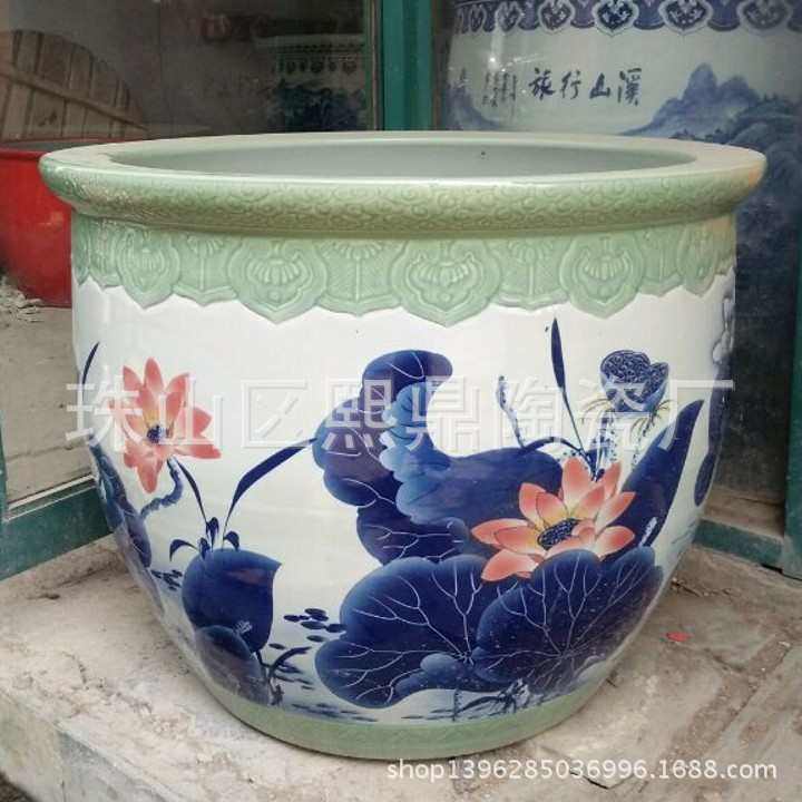 景德镇陶瓷大号鱼缸 手绘青花山水特大号金鱼缸 园林装饰缸,宠物/宠物食品及用品,桌面缸,淘宝优惠券,粉丝福利购,淘宝优惠卷