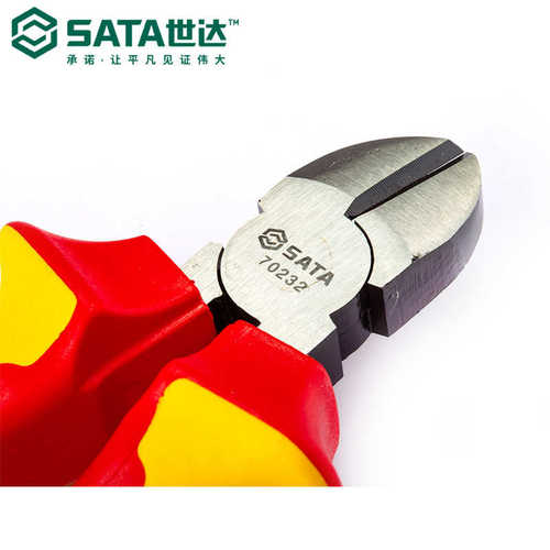 Sata/世达五金工具VDE绝缘耐压斜嘴钳70232/70233斜口钳子