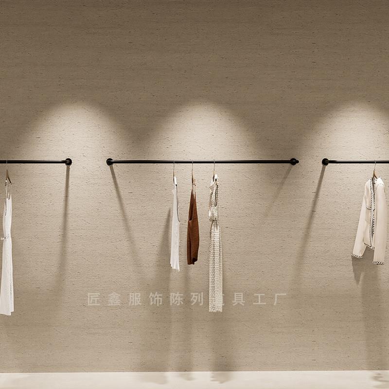 服装店专用上墙展示架黑色挂衣架女装货架挂衣杆墙壁不锈钢陈列架