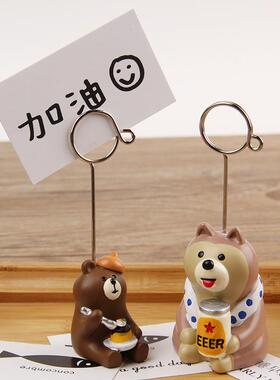 新款直销日系和风动物树脂留言夹 办公桌面装饰可爱摆件留言夹 照