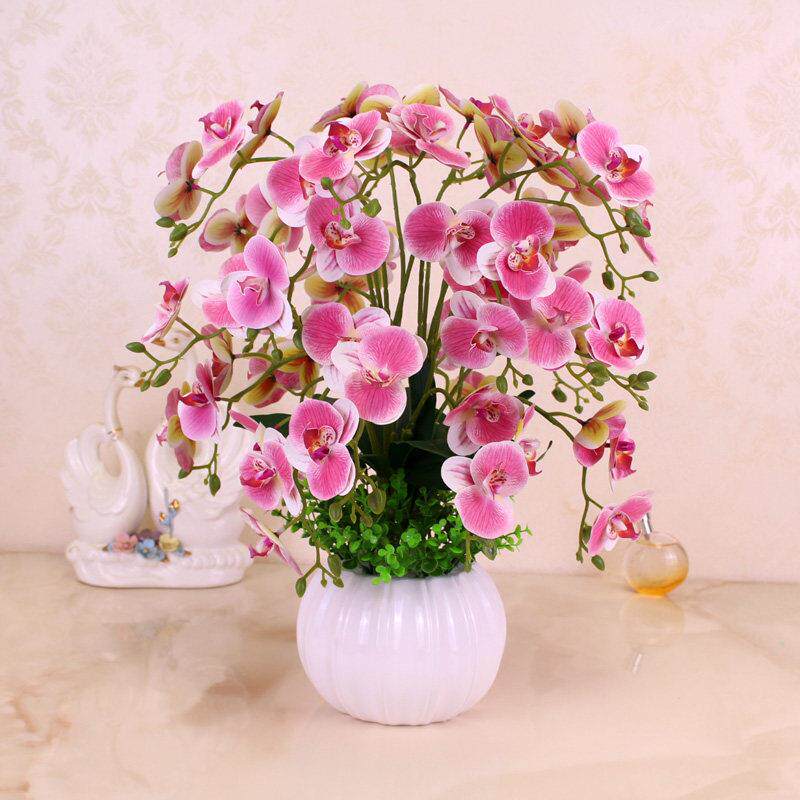蝴蝶兰仿真花假花 3D打印胶布客厅摆放盆栽花卉 家居装饰花艺