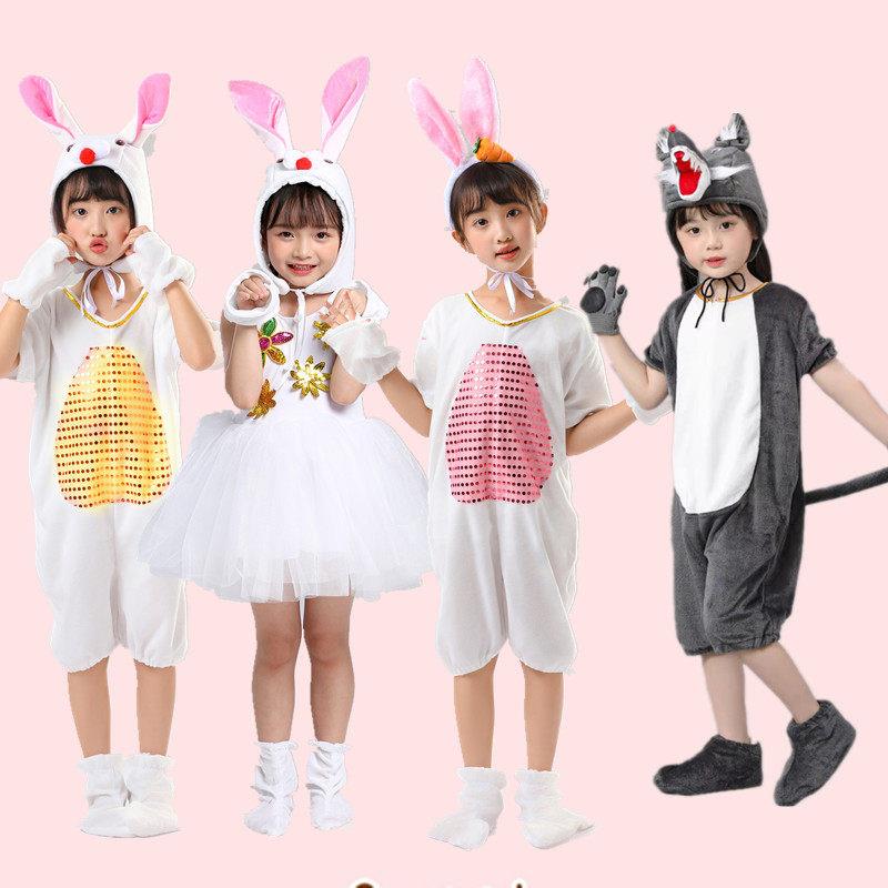 儿童大灰狼演出服幼儿园表演小红帽狼小羊兔子动物舞蹈连体表演服