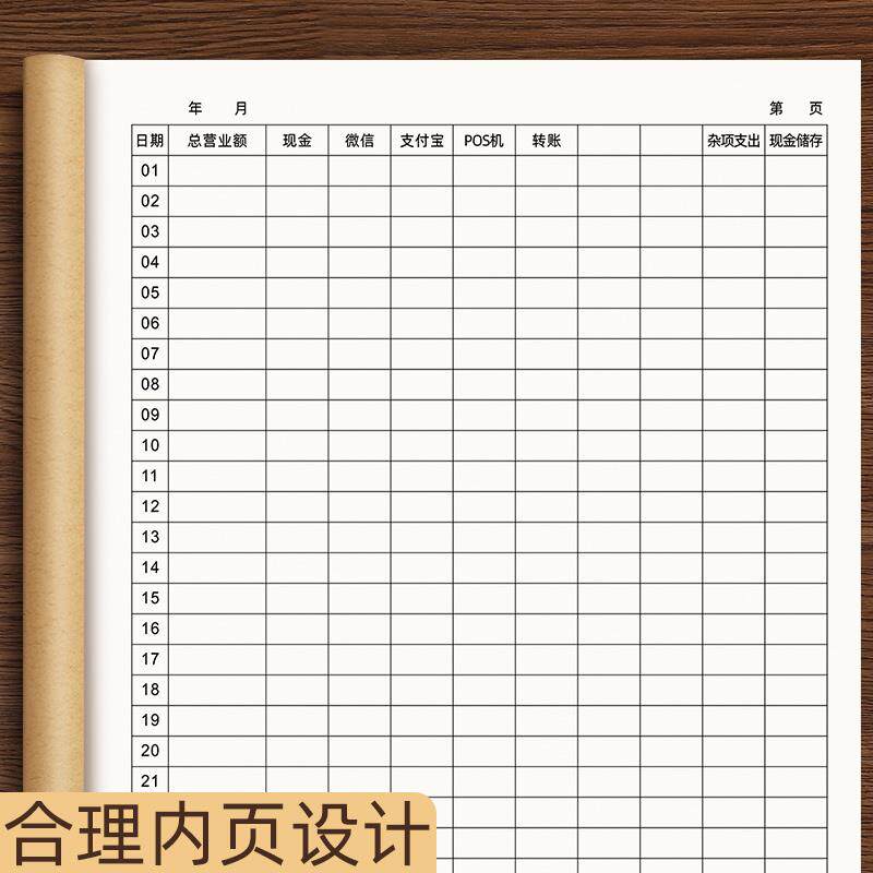 每日营业额记账本现金日记帐本收入收支出明细账店铺做生意流之军