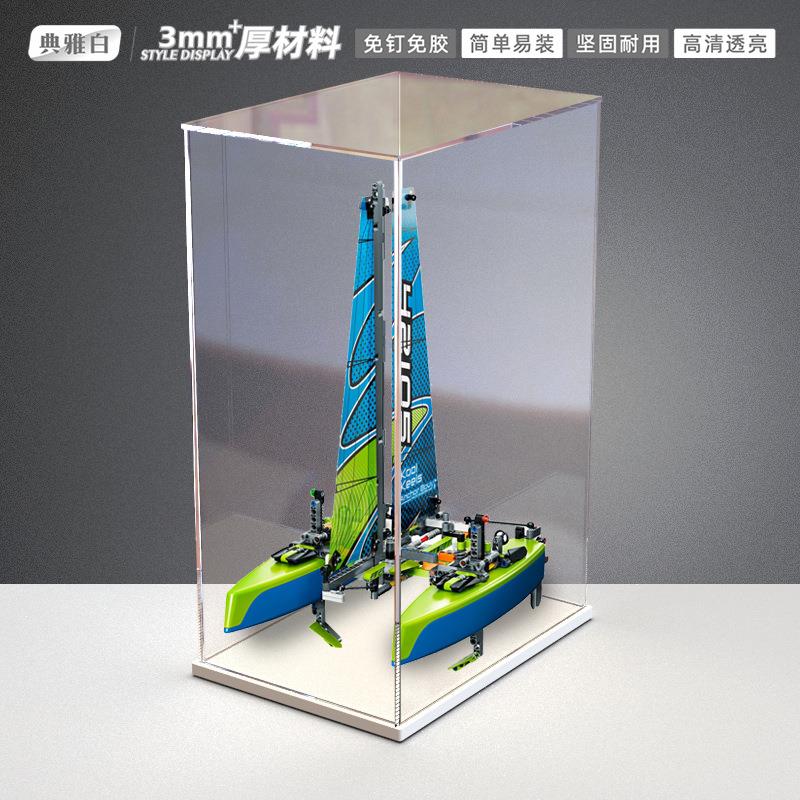 LEGO 42105 漂浮双体船机械组积木亚克力展示防尘盒透明防尘罩
