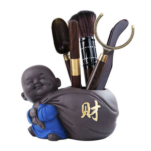 茶壶宠物摆件茶道六君子可养招财禅意紫砂小和尚茶具配件摆设
