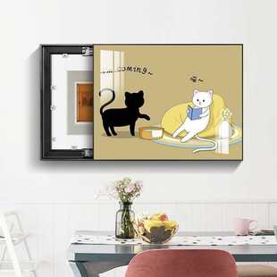 饰画可爱猫咪配电箱弱电箱遮挡画电闸盒电源箱免打孔挂画 电表箱装