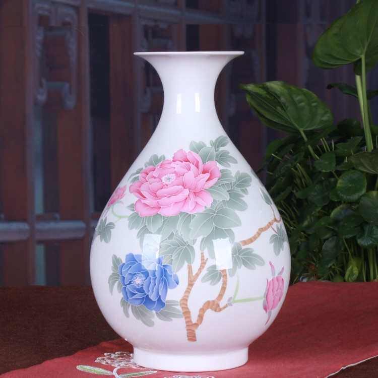 景德镇陶瓷插花薄胎透光骨瓷花瓶新中式家居沙发客厅收藏装饰摆件,家居饰品,花瓶,淘宝优惠券,粉丝福利购,淘宝优惠卷