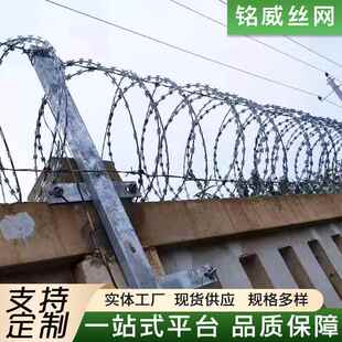 供应监狱护栏Y型柱不锈钢刺网护栏网 刀片飞机场刺绳监狱护栏网