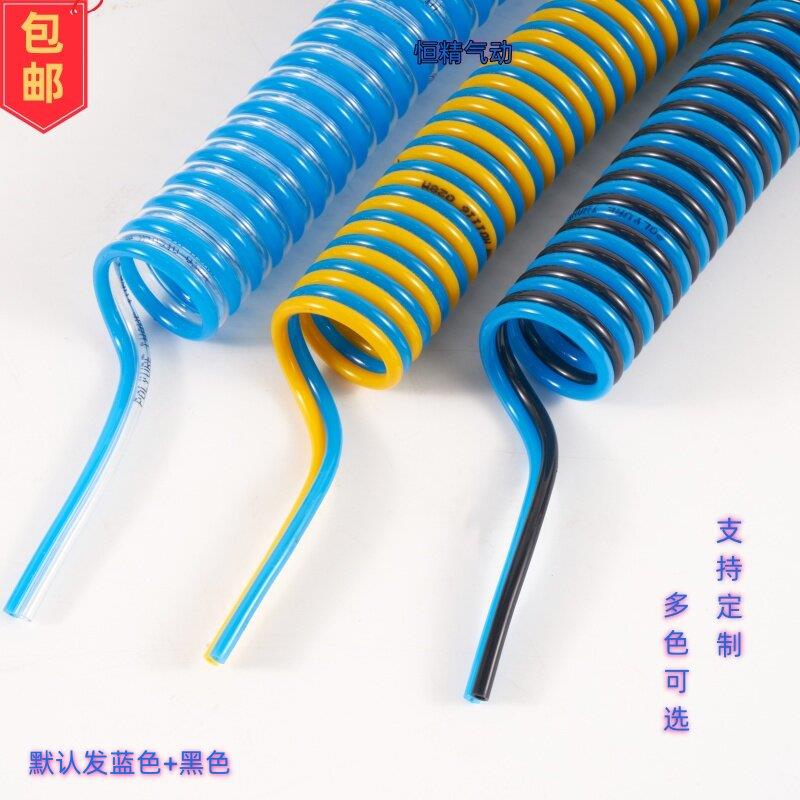 双色弹簧气管PU双排螺旋伸缩气管机器人高压双拼耐磨螺纹管可定制