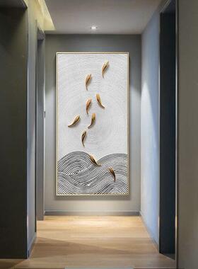 顺丰手绘轻奢关装饰画玄简约厅立体抽象挂画竖版入走户廊MZM客壁