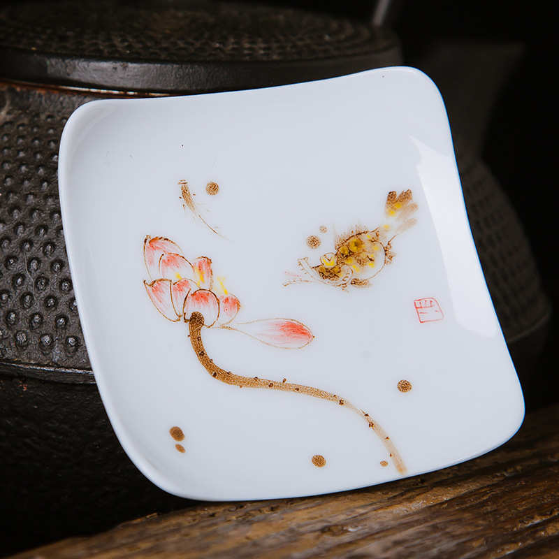 茶杯托 手绘景德镇陶瓷茶碟子杯垫功夫茶具茶道配件小号防烫隔热