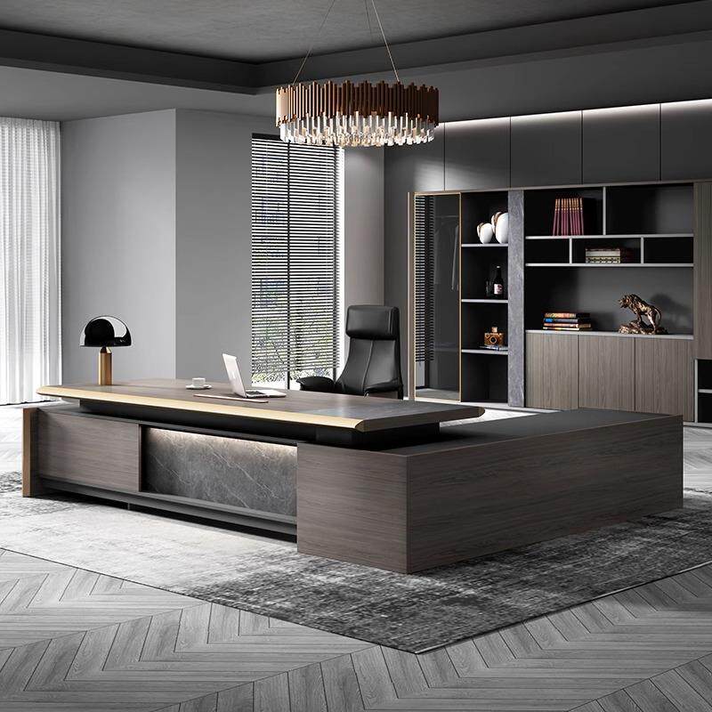 老板办公桌简约现代大气总裁桌椅组合新中式高档办公室单人大班台
