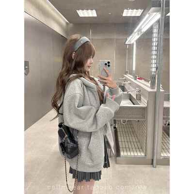 CallmeEar//【500g 高克重卫衣2.0】拉链连帽卫衣女宽松慵懒外套