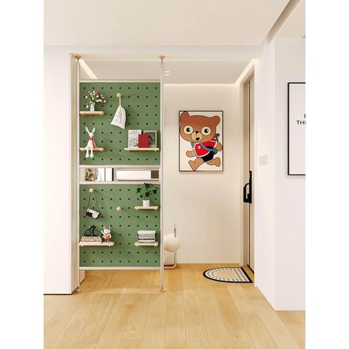 铝型材顶天立地屏风隔断免打孔洞洞板易安装极简多层收纳架置物架