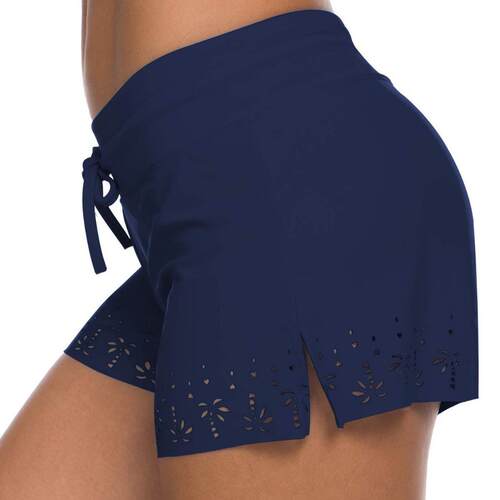 Ladies' conservative cut flower tied swim trunks