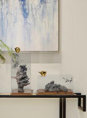 现代新中式创意饰亚克力意摆件二套创DFK样板房间电视柜件酒柜软