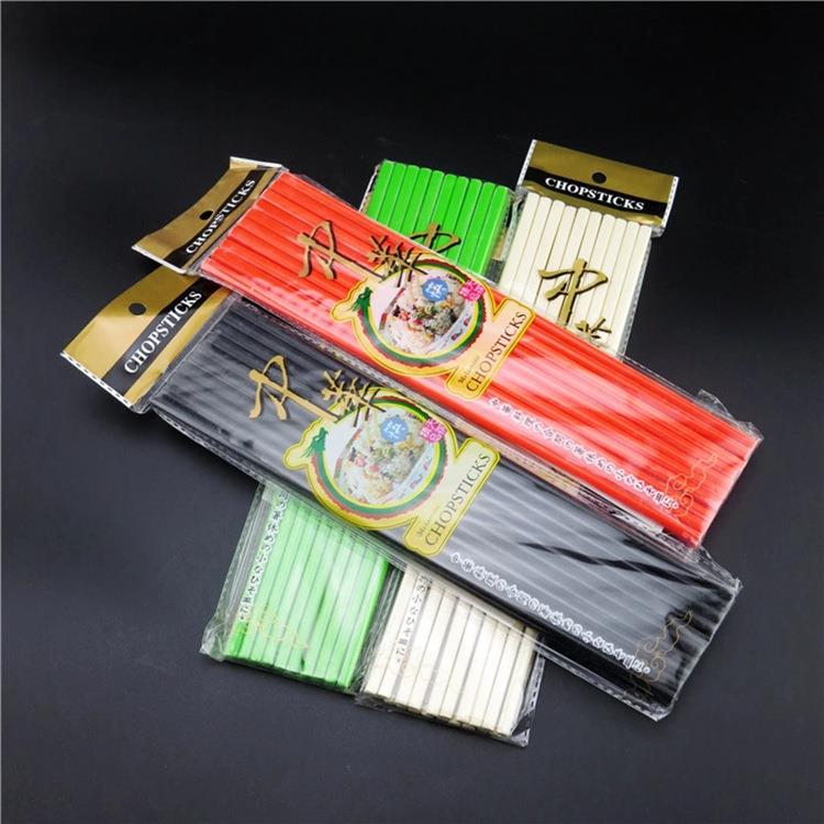 黑色塑料密胺筷子耐高温酒店消毒筷精装合金10双装筷子23.5 24 cm