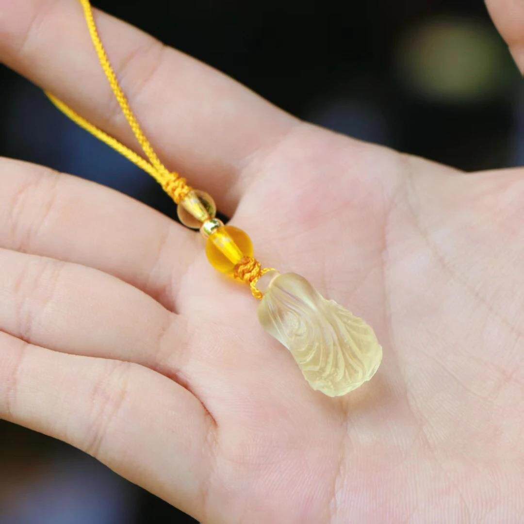 东魅白菜手工琉璃黄色半透明可爱钥匙扣挂件饰品景区文创产品