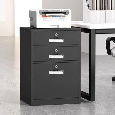 桌下文件柜矮柜办公储物柜铁皮文件柜家用床头收纳柜带锁抽屉柜子