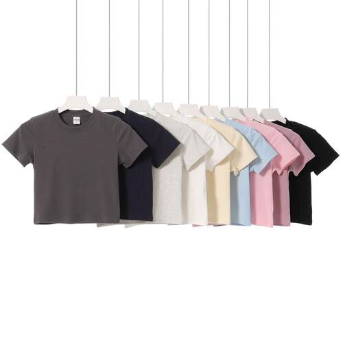 2/4 Pack Pure Cotton Cropped T-Shirt for Women Casual Crew