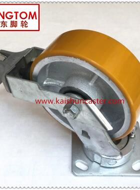 超重型4寸5寸6寸8寸10寸PU万向轮带分体刹车聚氨酯脚轮生铁轮子