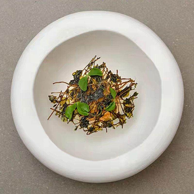 酒店创意双层陶瓷餐具法餐位上素食点心盘西餐盘分子料理摆盘碟子