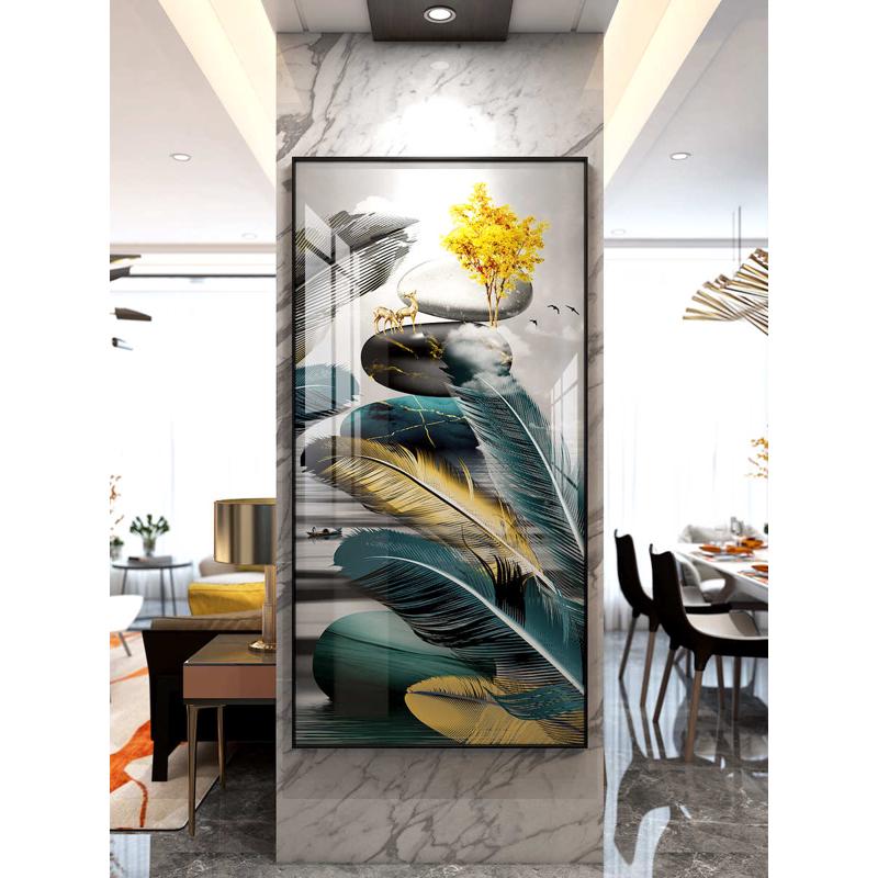 北欧壁画玄关过道装饰壁画走廊玄关画竖版进门玄关喷绘装饰画晶瓷图片