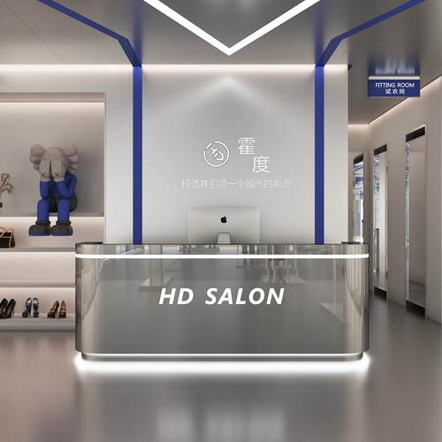 简约现代服装店收银台柜台女装店理发店吧台桌舞蹈室不锈钢接待台