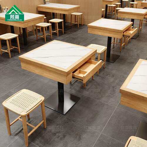 面馆米线店桌椅组合茶餐厅卡座沙发饭店小方凳主题日料简餐店餐椅
